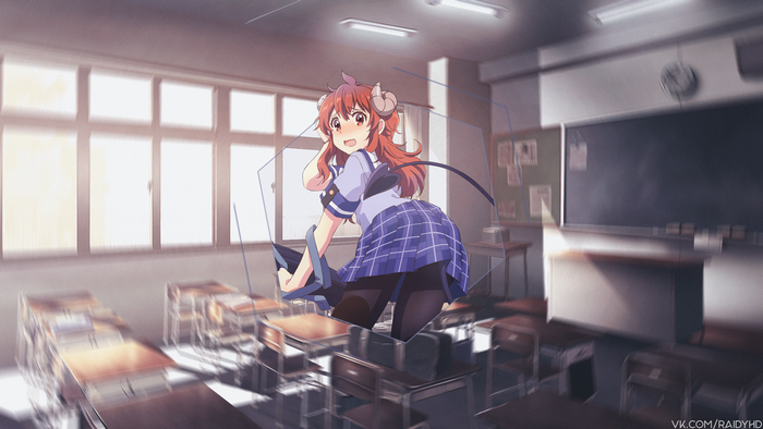 Anime girl in classroom