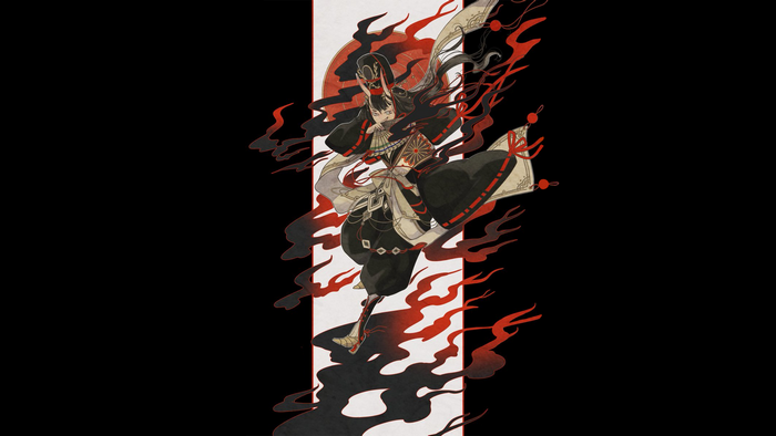 Japanese Oni with Horns and Mask