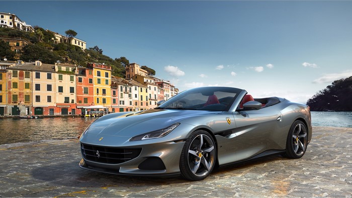 4K Silver Ferrari Portofino Convertible in Portofino