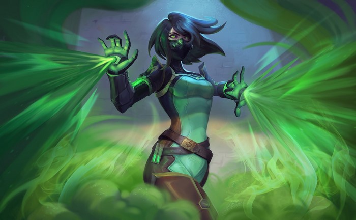 Fantasy art of a woman with green gas