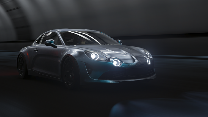 Renault Alpine car in a tunnel