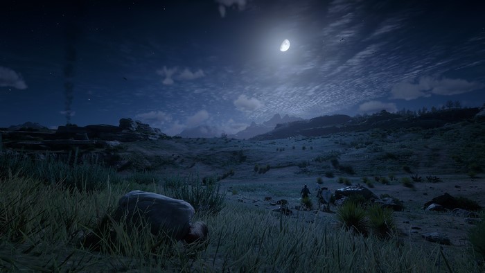 Red Dead Redemption 2 night landscape with moon