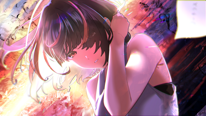 Anime girl with short brown hair and brown eyes