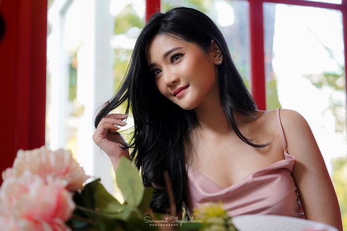 Asian Model with Black Hair in Soft Light 4K