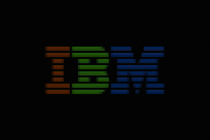 IBM logo with horizontal stripes