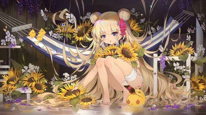 Le Malin from Azur Lane with sunflowers