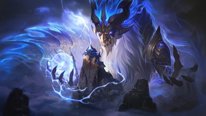 Aurelion Sol from League of Legends with a lightning orb