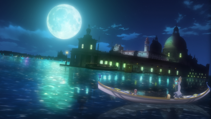 Aria in a Gondola in Venice at Night