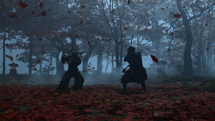 4K Ghost of Tsushima samurai duel in forest