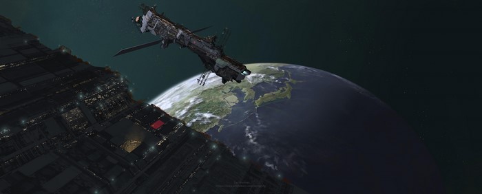 4K Space Station Orbiting Earth