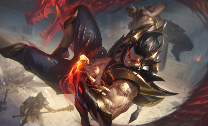 Sett from League of Legends with a dragon