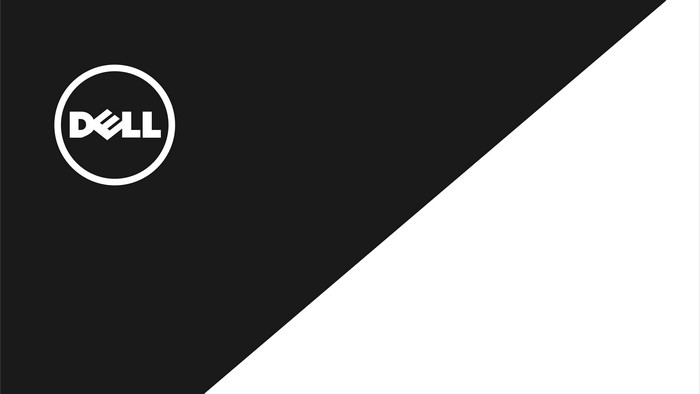 Dell logo on a black and white background