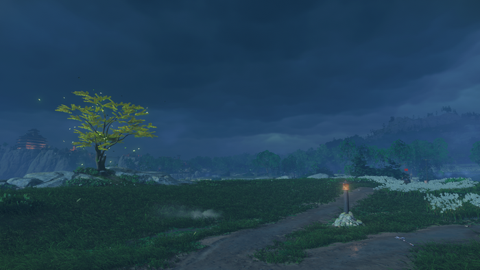 Ghost of Tsushima landscape at dusk