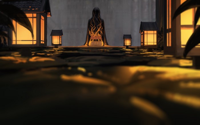 Artwork of a woman with glowing hair