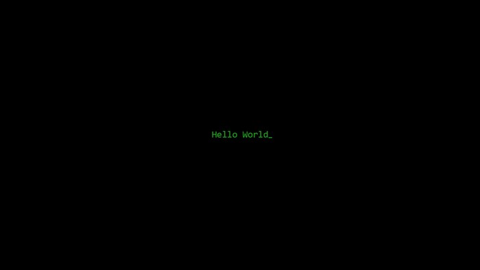 Hello World text on black background