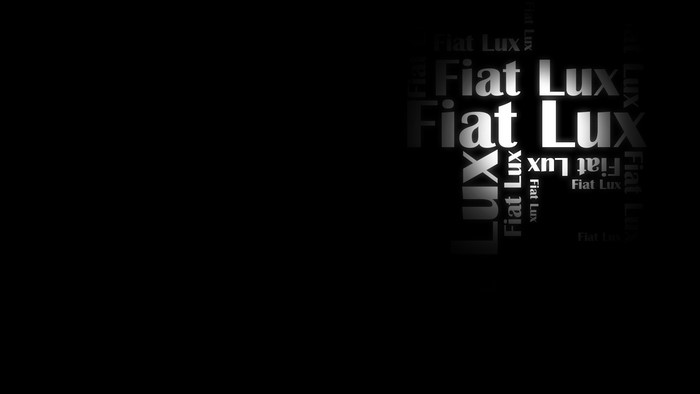 Fiat Lux text collage on black background