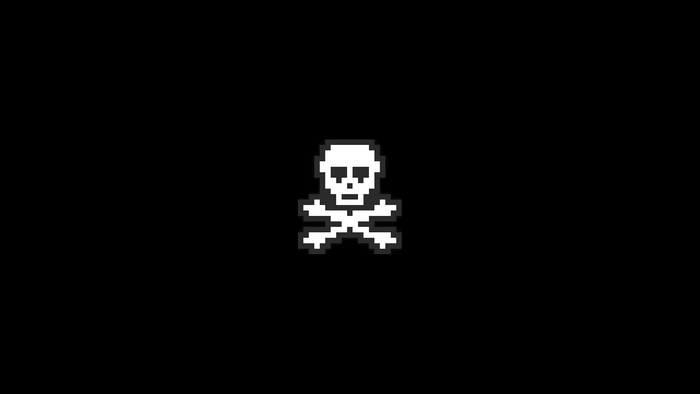 Pixel Art Skull and Bones Minimalist Design