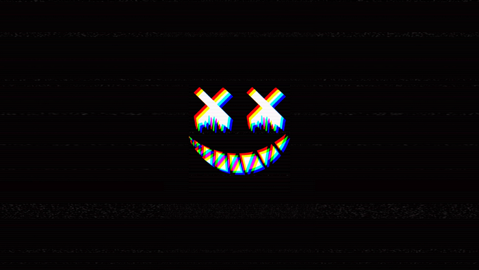 Glitch Art Smile with X Eyes
