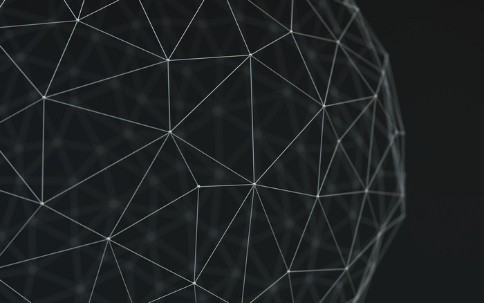 Abstract geometric sphere made of lines and dots
