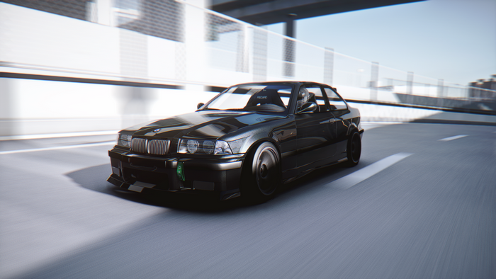 Black BMW E36 Drift Car on Highway