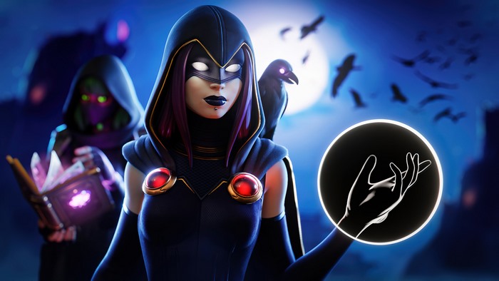 Raven (DC Comics) with a raven and magic