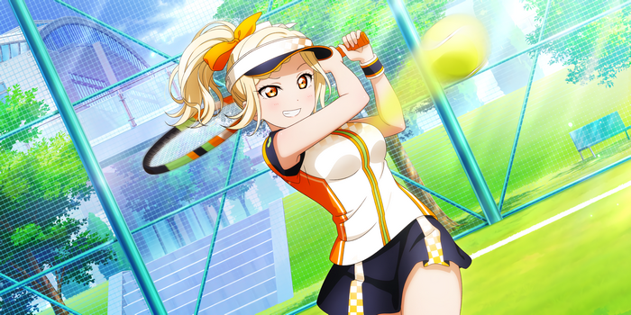 Miyashita Ai from Love Live! Sunshine playing tennis