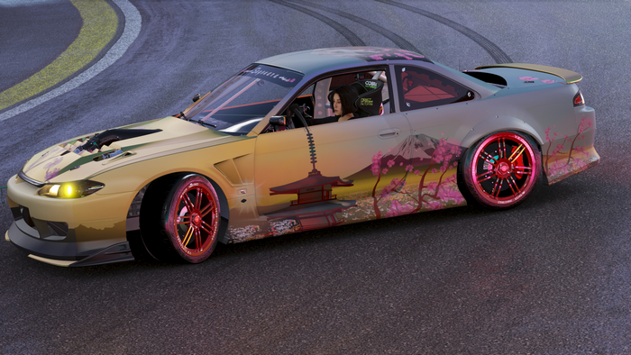 Nissan Silvia S14 with Japanese artwork