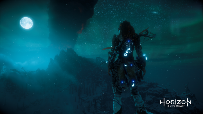 Aloy from Horizon Zero Dawn in a snowy landscape