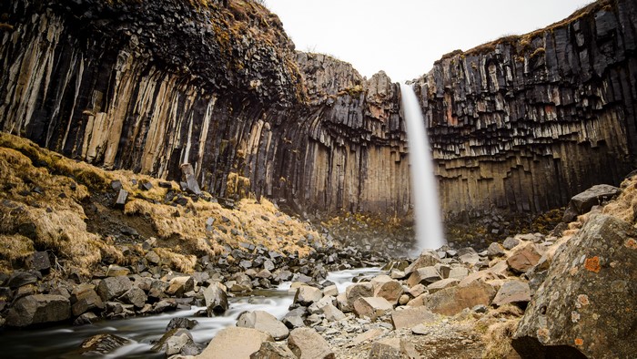 Svartifoss Waterfall Iceland Long Exposure