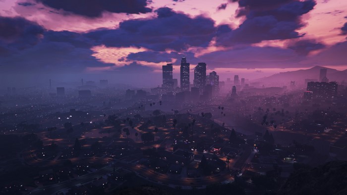 4K, PC gaming, sky, Grand Theft Auto V, cityscape, video games, skyline ...