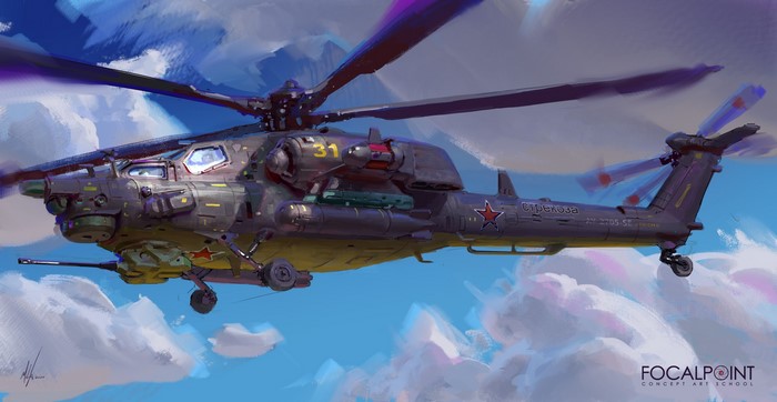 Mil Mi-28 helicopter in flight