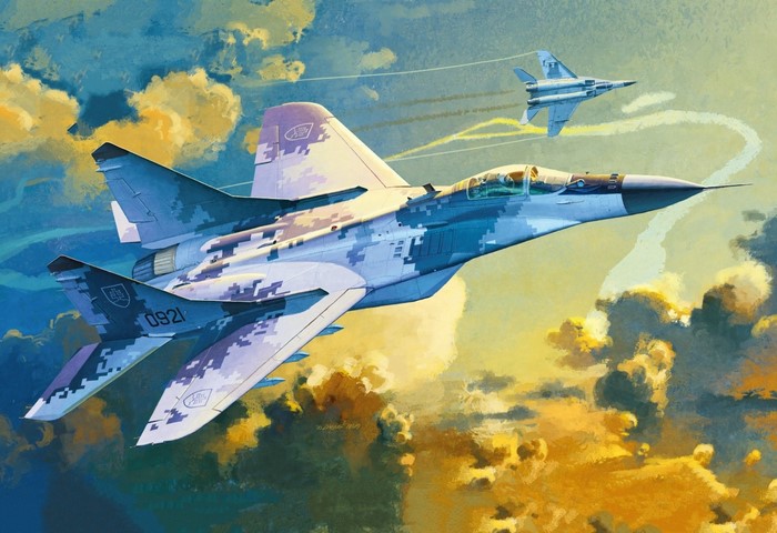 Artwork of Slovak Air Force MiG-29s in flight