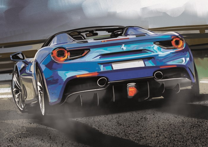 Blue Ferrari 488 Pista Spider by Aleksandr Sidelnikov