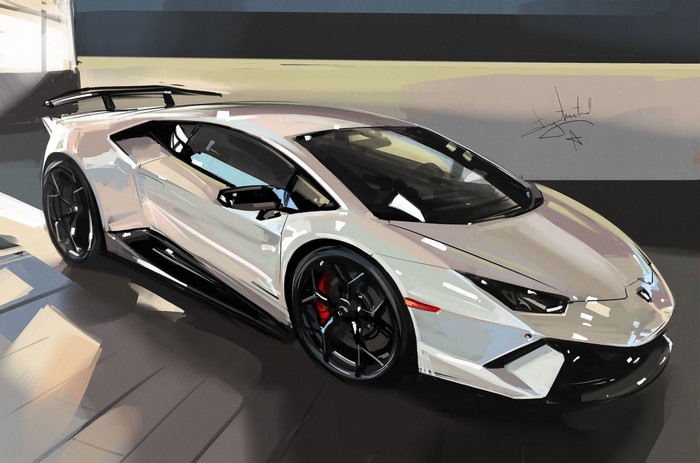 White Lamborghini Huracan Performante by Aleksandr Sidelnikov