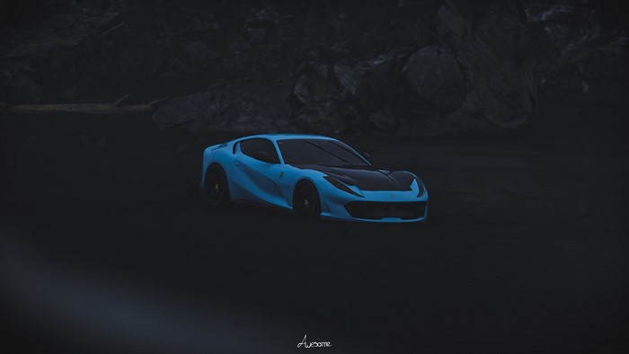 Light blue Ferrari 812 Superfast in Forza Horizon 4