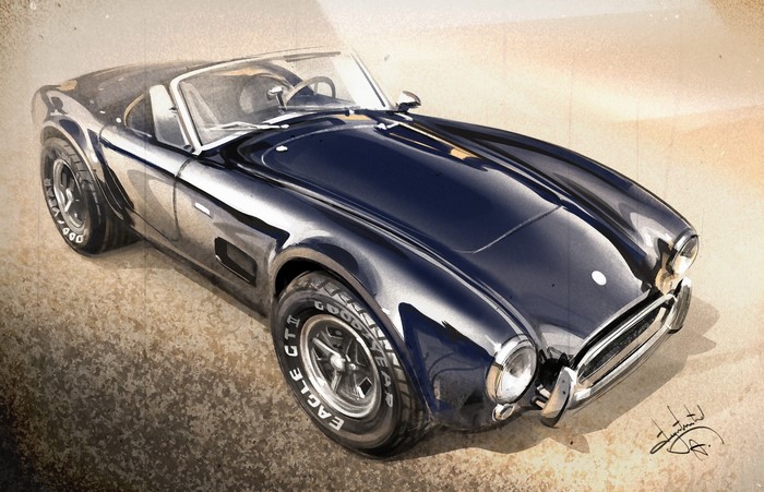 Dark Blue Shelby Cobra Sports Car by Aleksandr Sidelnikov