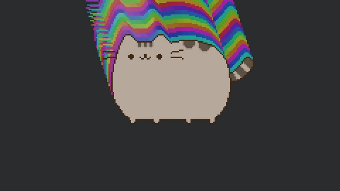 Pixel Art Pusheen Cat with Rainbow