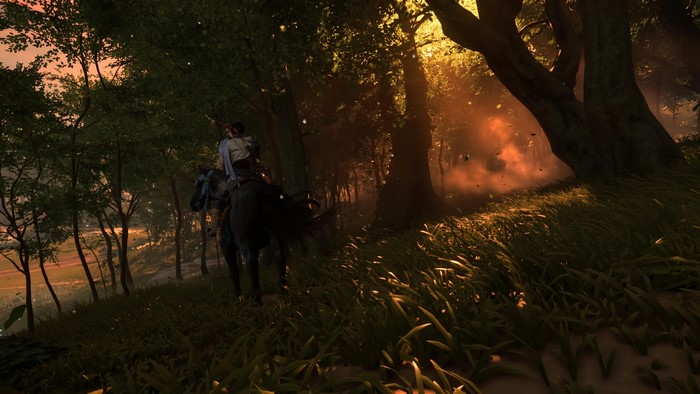 Warrior on horseback in Ghost of Tsushima forest