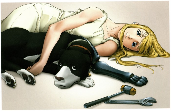 Winry Rockbell and Alexander from Fullmetal Alchemist