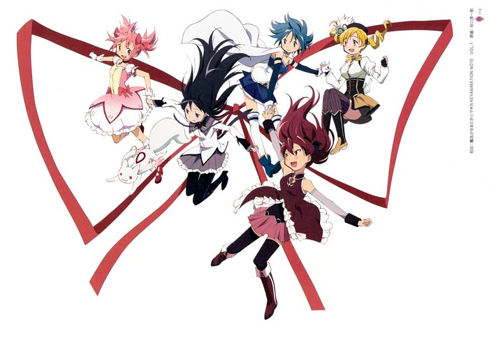 Mahou Shoujo Madoka Magica characters with Kyuubey