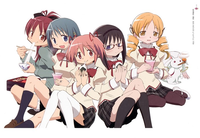 Mahou Shoujo Madoka Magica characters eating
