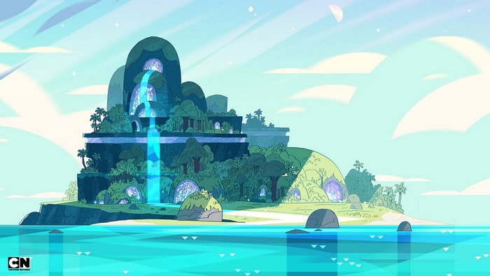 Steven Universe Temple Island with Waterfall