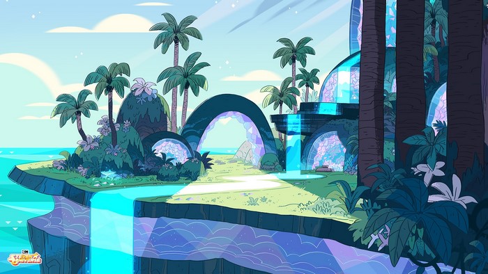 Steven Universe Island with Crystal Arches and Waterfall