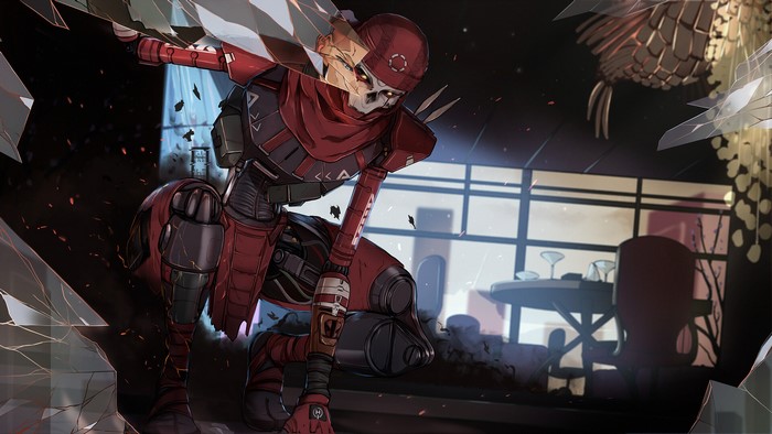 Revenant from Apex Legends in a dark, shattered environment