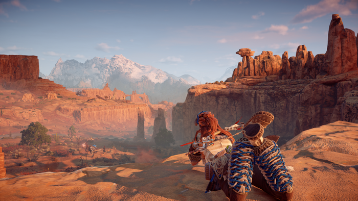 Aloy from Horizon: Zero Dawn in a desert landscape