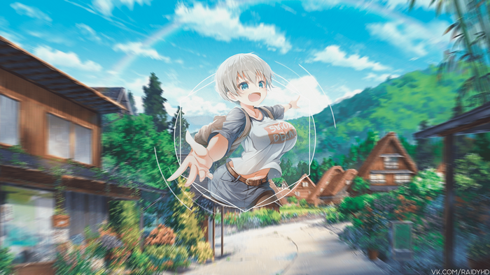 Uzaki-chan from Uzaki-chan wa Asobitai! in a village