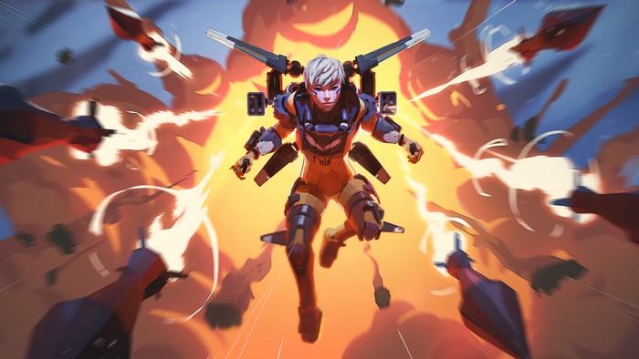 Valkyrie in Apex Legends amidst explosions