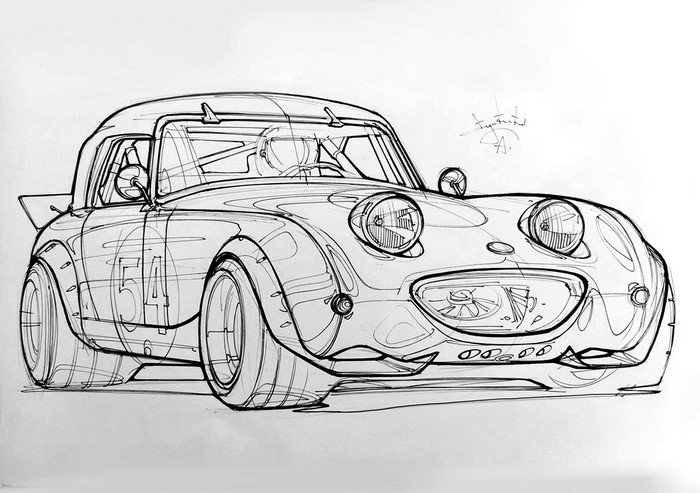 Sketch of a racing sports car by Aleksandr Sidelnikov