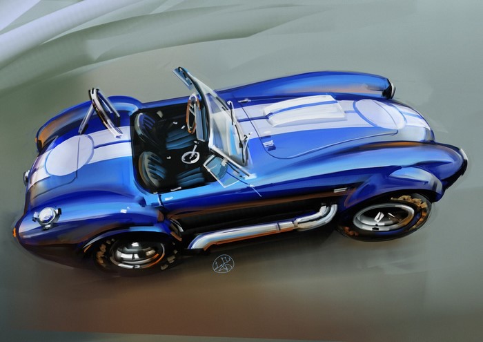 Blue Shelby Cobra sports car by Aleksandr Sidelnikov