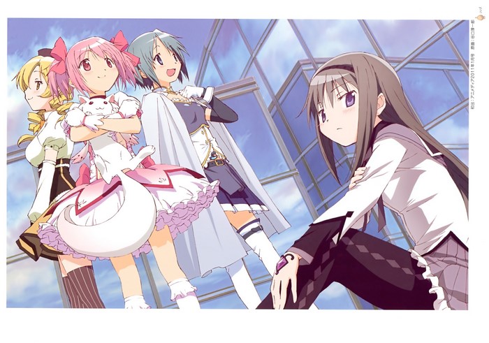 Mahou Shoujo Madoka Magica characters with Kyubey